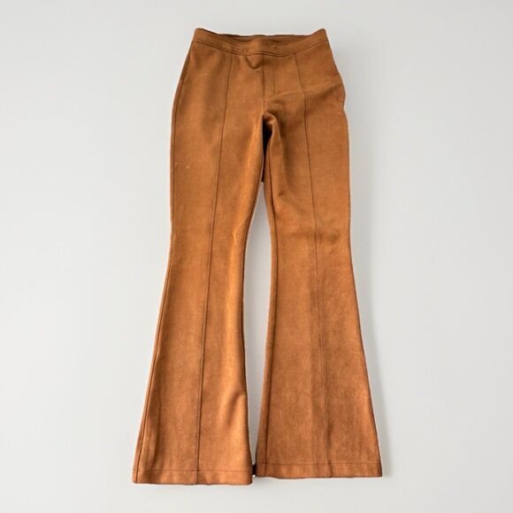 Spanx Pants - Spanx Faux Suede Flare Pants Caramel Size L Tan